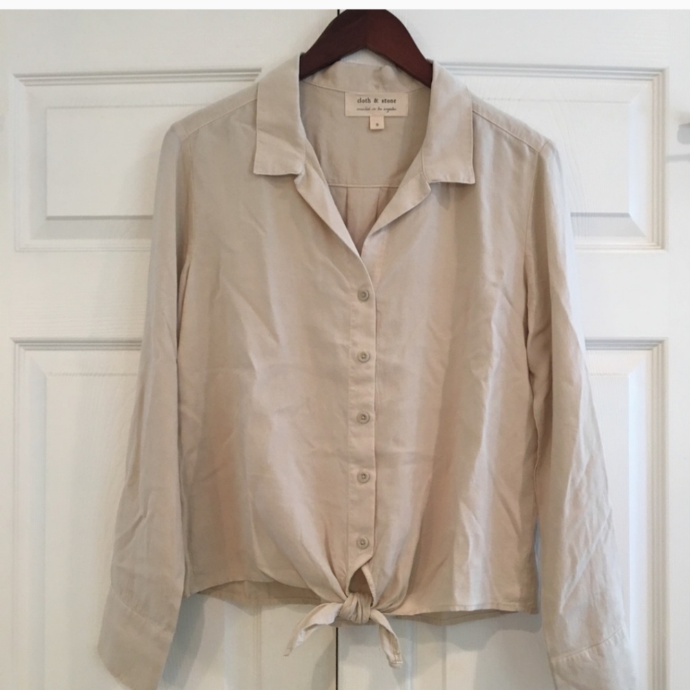 CLOTH & STONE Tie Front Top S NWOT